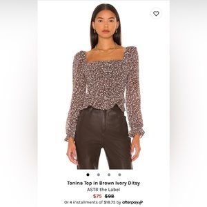 Perfect condition, brown and white floral, puffy off the shoulders blouse.